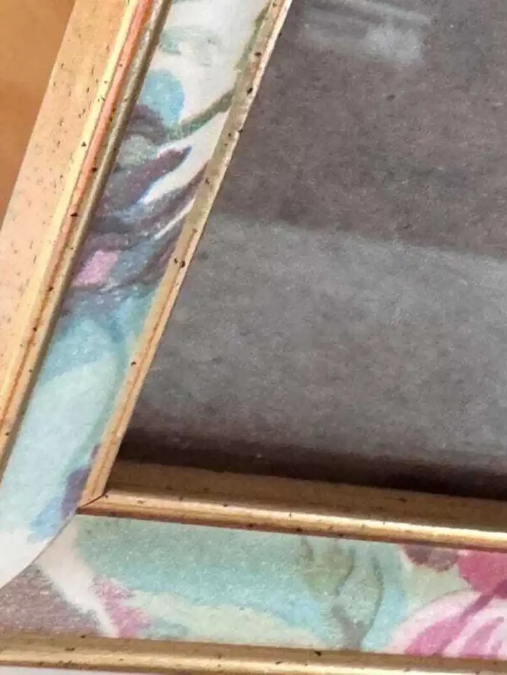 Vintage Rose Chintz Fabric Gold Frame 5x7 Cottage Floral Picture Frame